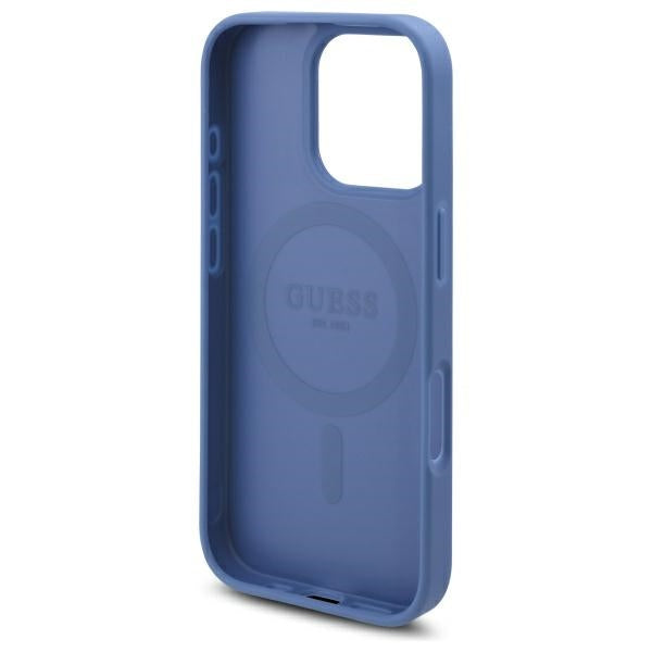 Guess 4G Flowers Print MagSafe dėklas iPhone 16 Pro Max – mėlynas -- iPhone 16 Pro Max