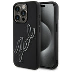 Karl Lagerfeld 3D Rubber Signature dėklas iPhone 15 Pro – juodas