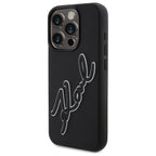 Karl Lagerfeld 3D Rubber Signature dėklas iPhone 15 Pro – juodas
