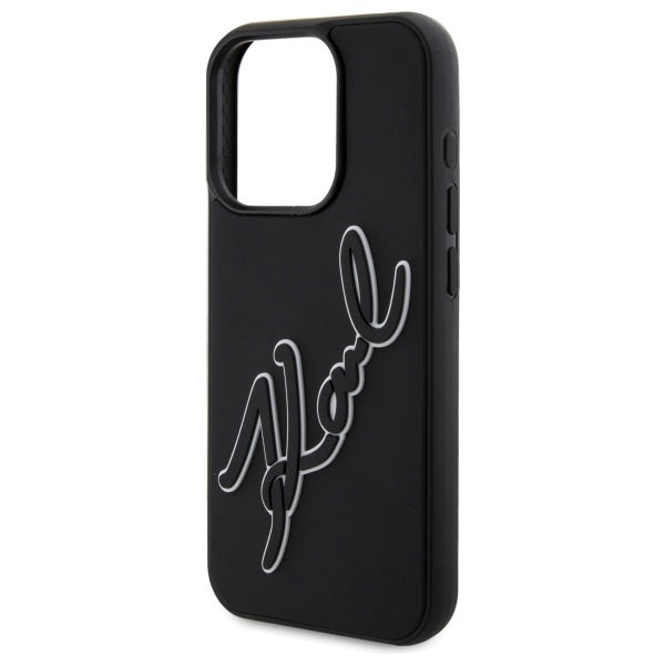 Karl Lagerfeld 3D Rubber Signature dėklas iPhone 15 Pro – juodas