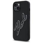 Karl Lagerfeld dėklas iPhone 15 – juodas (3D logotipas)