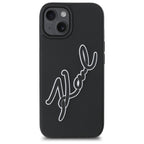 Karl Lagerfeld dėklas iPhone 15 – juodas (3D logotipas)
