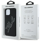 Karl Lagerfeld dėklas iPhone 15 – juodas (3D logotipas)