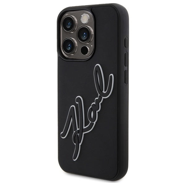 Karl Lagerfeld 3D Rubber dėklas iPhone 15 Pro Max – juodas