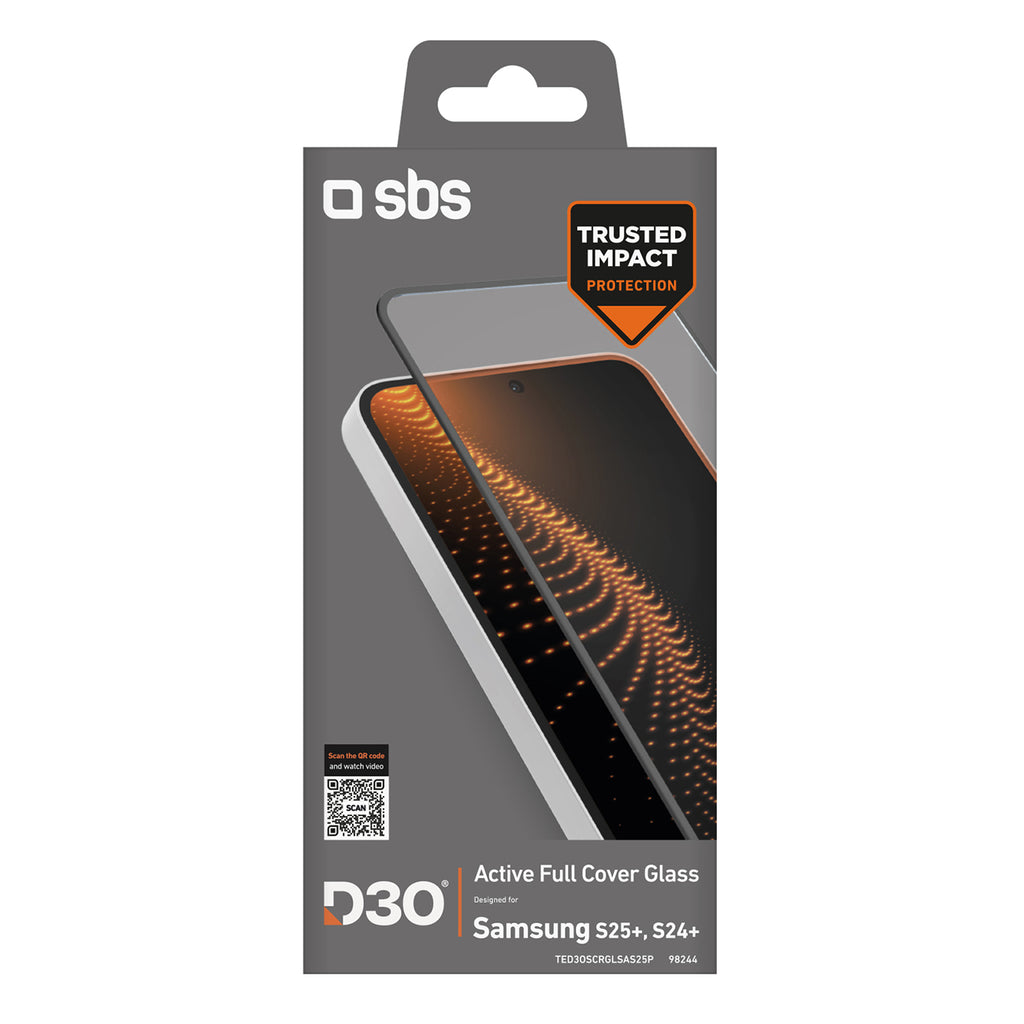 SBS D3O grūdintas stiklas su rėmeliu Galaxy S25+ / S24+