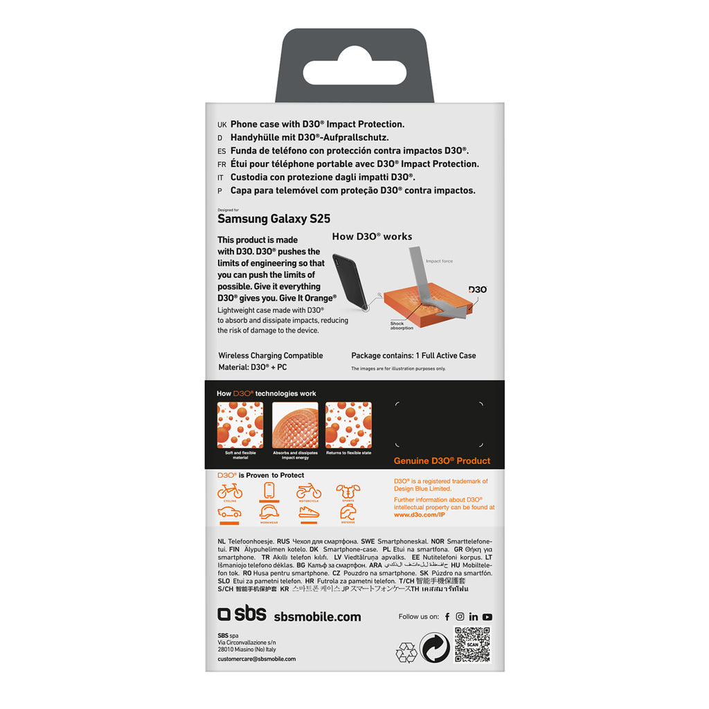 SBS D3O dėklas Samsung Galaxy S25 – juodas