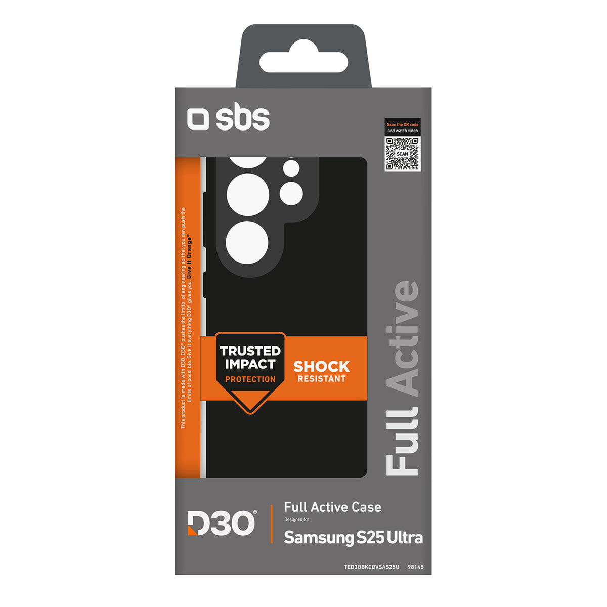 SBS D3O dėklas Samsung Galaxy S25 Ultra – juodas