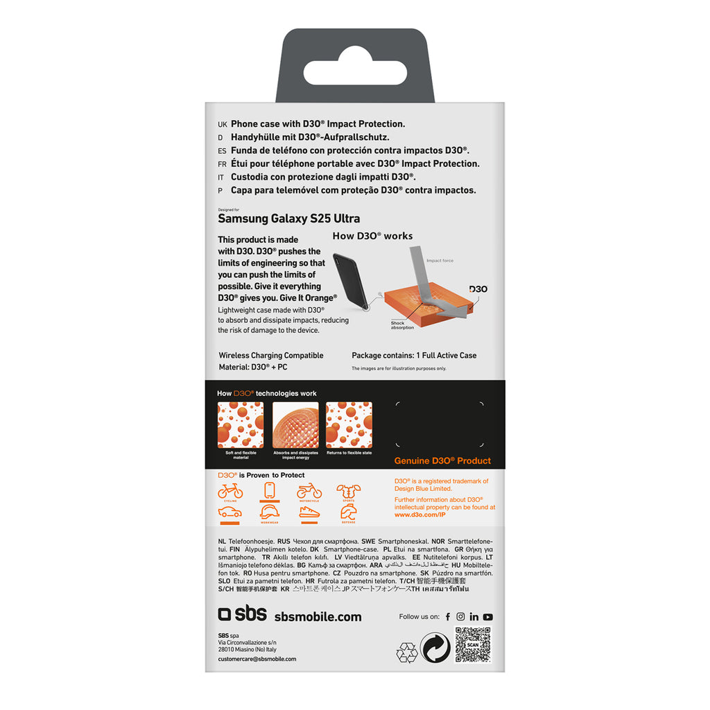 SBS D3O dėklas Samsung Galaxy S25 Ultra – juodas