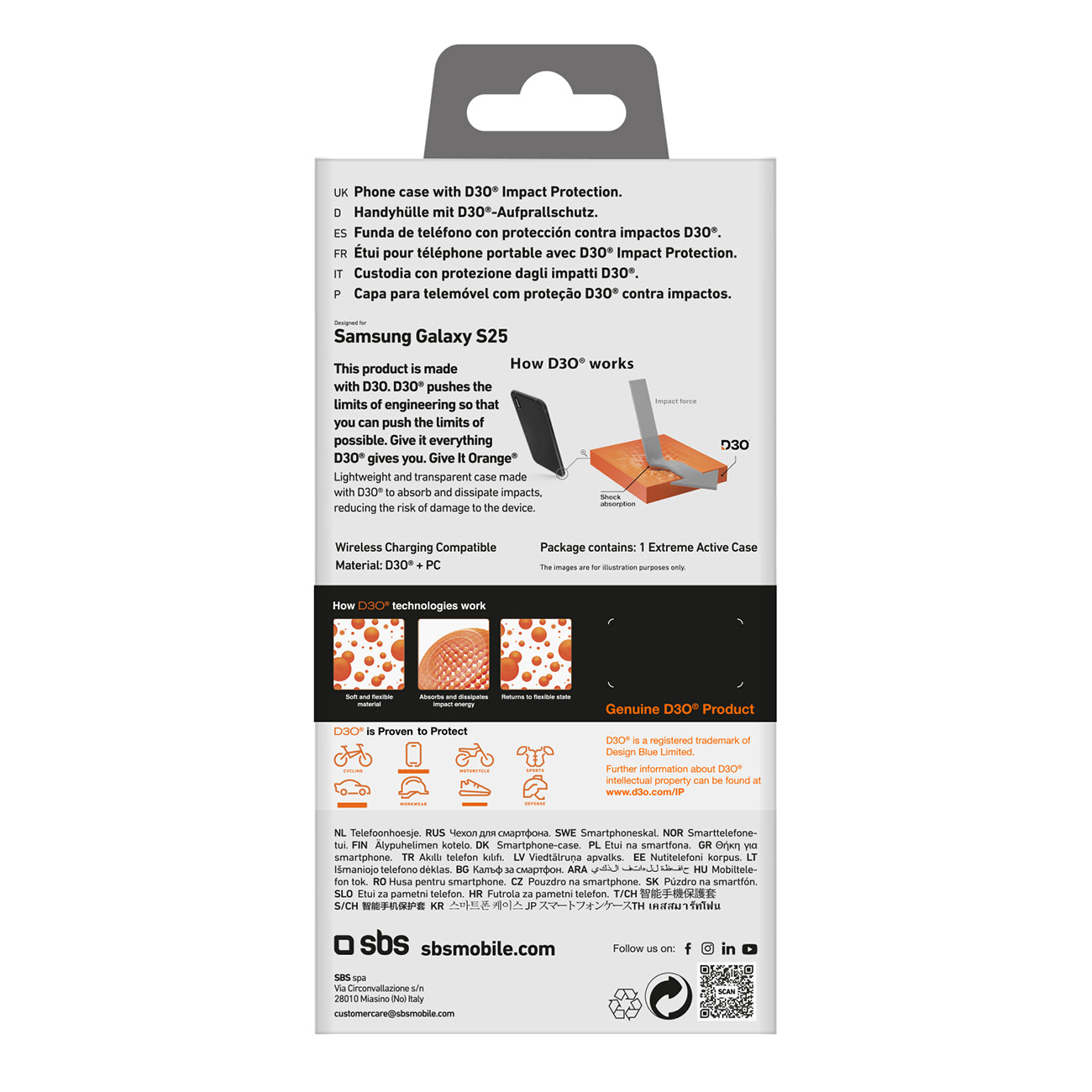 SBS D3O dėklas Samsung Galaxy S25 – skaidrus