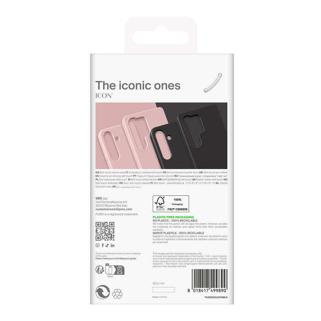 Puro Icon silikoninis dėklas Samsung Galaxy S25 Ultra – juodas