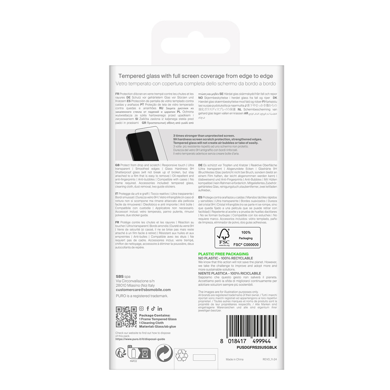 Puro grūdintas stiklas Samsung Galaxy S25 Ultra, juodu rėmeliu