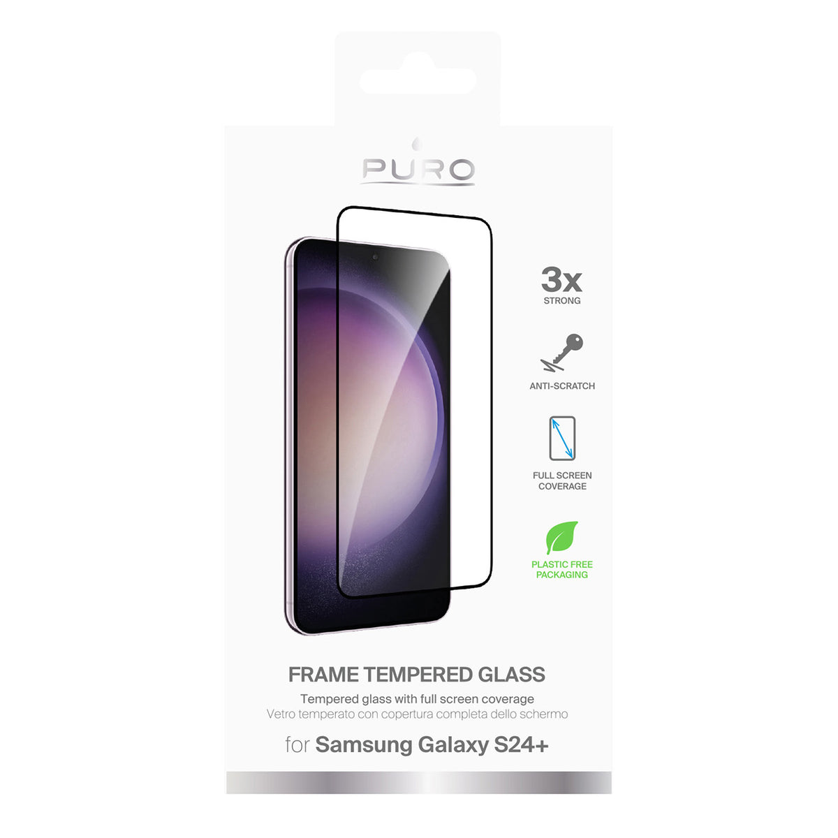 Puro grūdintas stiklas Galaxy S25+/S24+ – juodas