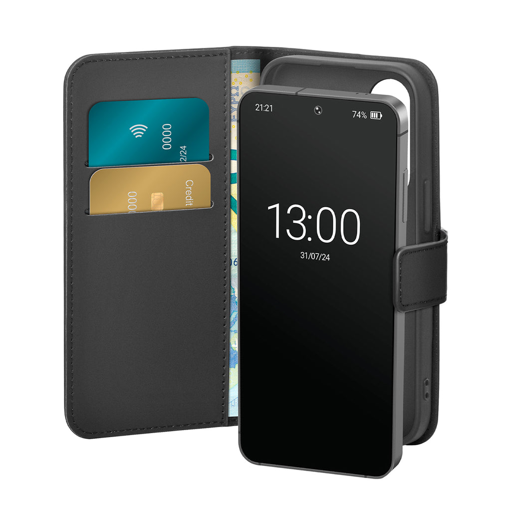 Puro atverčiamas dėklas su pinigine Galaxy S25+ – juodas