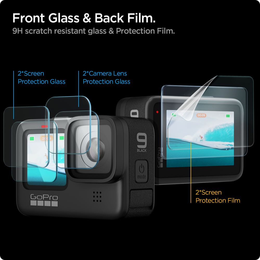 Spigen ekranų ir objektyvo apsaugų rinkinys GoPro Hero 9–12 -- Cell phone tempered glass