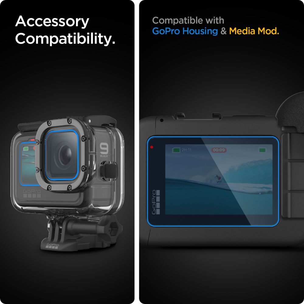 Spigen ekranų ir objektyvo apsaugų rinkinys GoPro Hero 9–12 -- Cell phone tempered glass