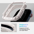 „Spigen“ tvirtas šarvų dirželis, skirtas Apple Watch 10 46 mm – smėlio spalvos