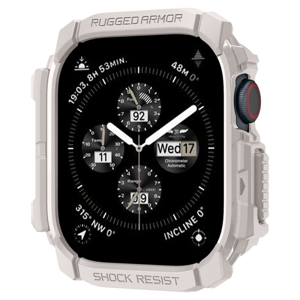 „Spigen“ tvirtas šarvų dirželis, skirtas Apple Watch 10 46 mm – smėlio spalvos