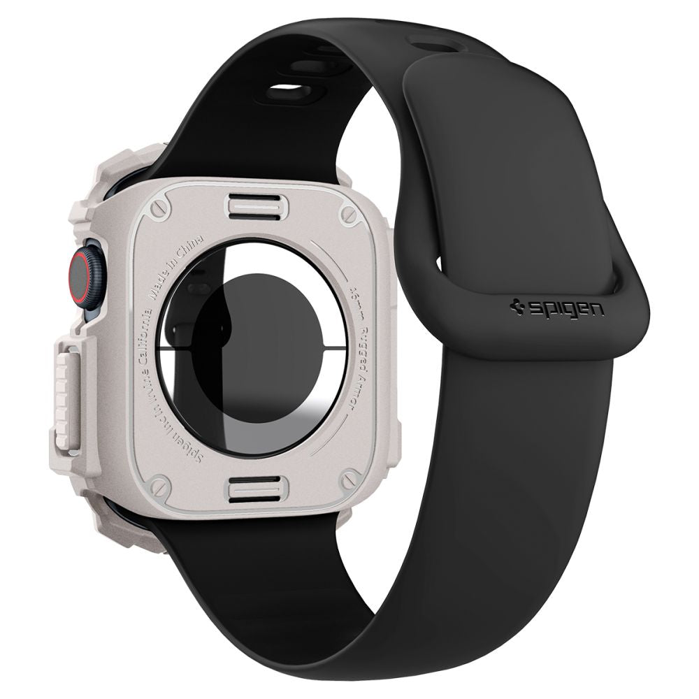„Spigen“ tvirtas šarvų dirželis, skirtas Apple Watch 10 46 mm – smėlio spalvos