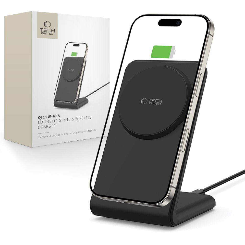 Tech-Protect QI15W-A38 MagSafe belaidis įkroviklis - juodas -- Cell phone chargers