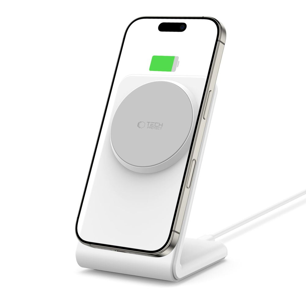 Tech-Protect QI15W-A38 MagSafe belaidis įkroviklis - baltas -- Cell phone chargers