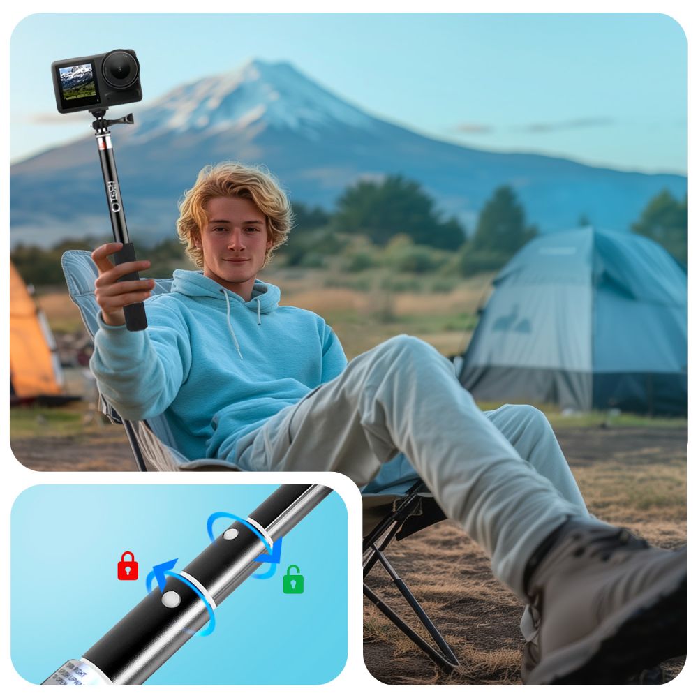 Tech-Protect GA100 monopadas ir asmenukių lazda GoPro / DJI juodas -- Cell phone holders
