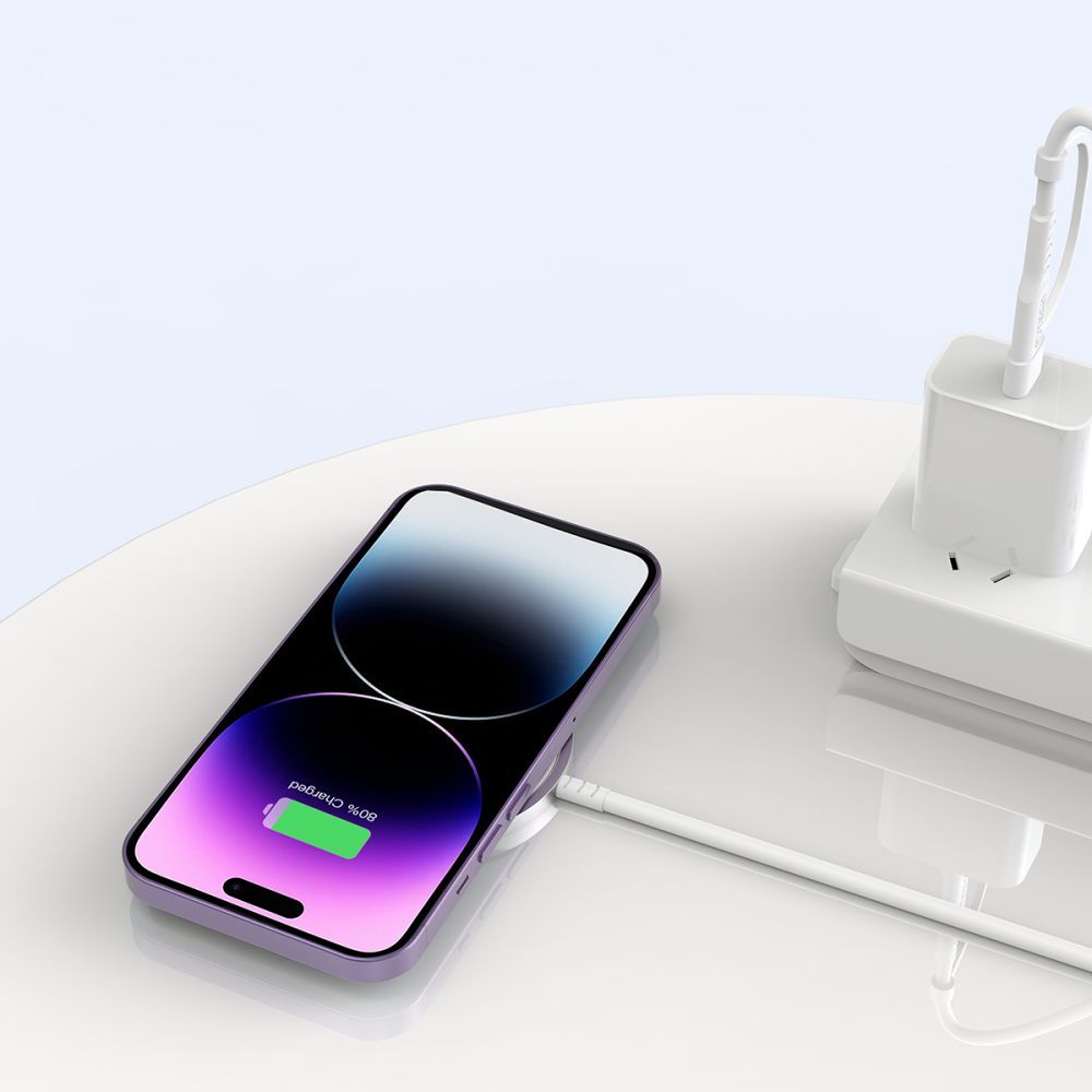 Tech-Protect QI15W-A44 magnetinis belaidis įkroviklis su MagSafe - baltas -- Cell phone chargers