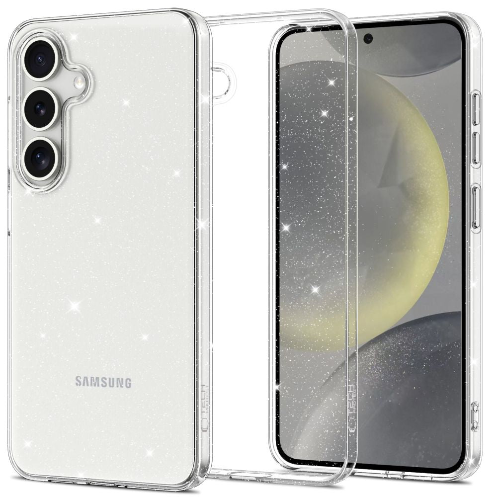 Tech-Protect FlexAir dėklas Galaxy S25 – skaidrus su blizgučiais -- Samsung Galaxy S25