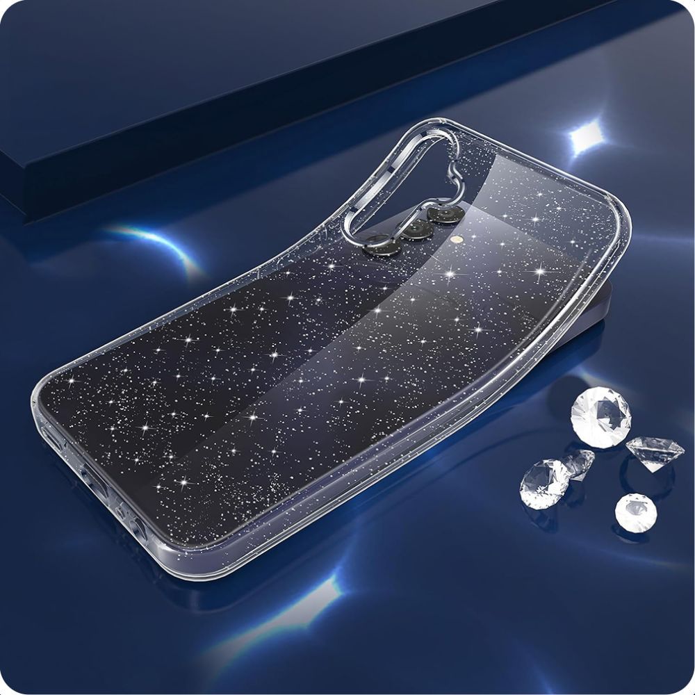Tech-Protect FlexAir dėklas Galaxy S25 – skaidrus su blizgučiais -- Samsung Galaxy S25