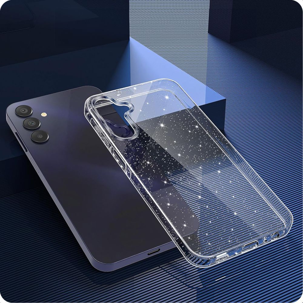 Tech-Protect FlexAir dėklas Galaxy S25 – skaidrus su blizgučiais -- Samsung Galaxy S25