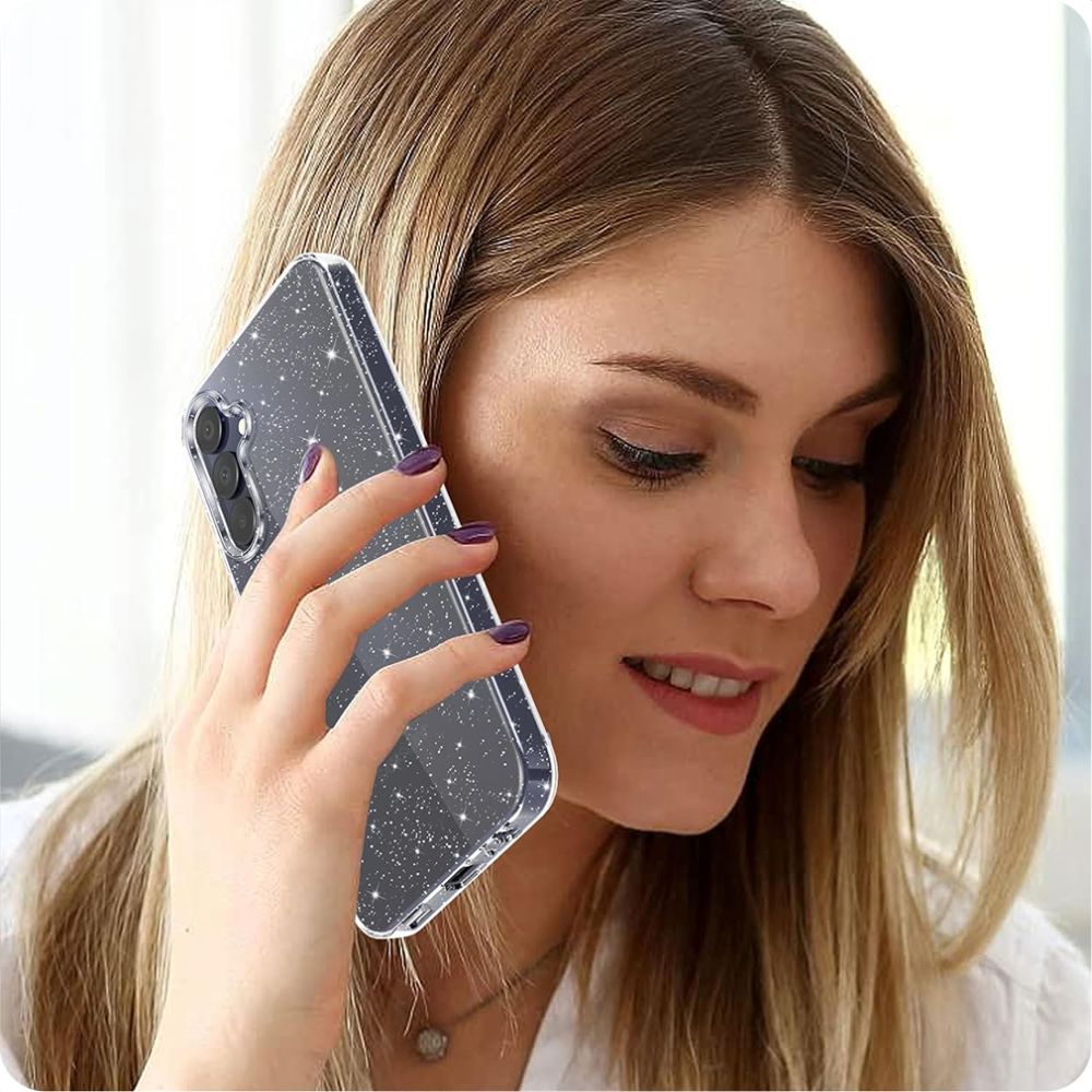 Tech-Protect FlexAir dėklas Galaxy S25 – skaidrus su blizgučiais -- Samsung Galaxy S25