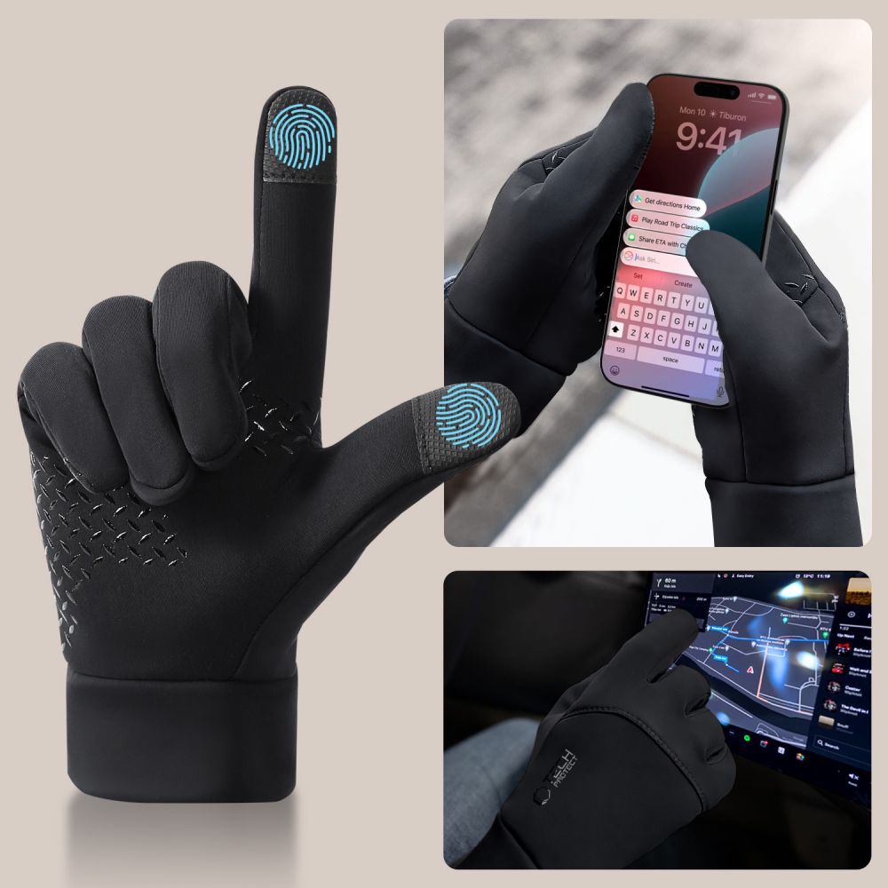 Tech-Protect WG01 Pirštinės su jutikliniais galiukais M - Juodos -- Bicycle Gloves