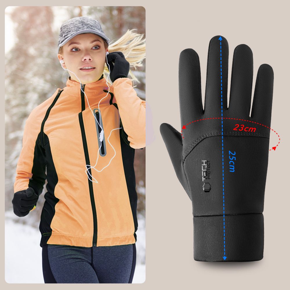 Tech-Protect WG01 Pirštinės su jutikliniais galiukais L - Juodos -- Bicycle Gloves