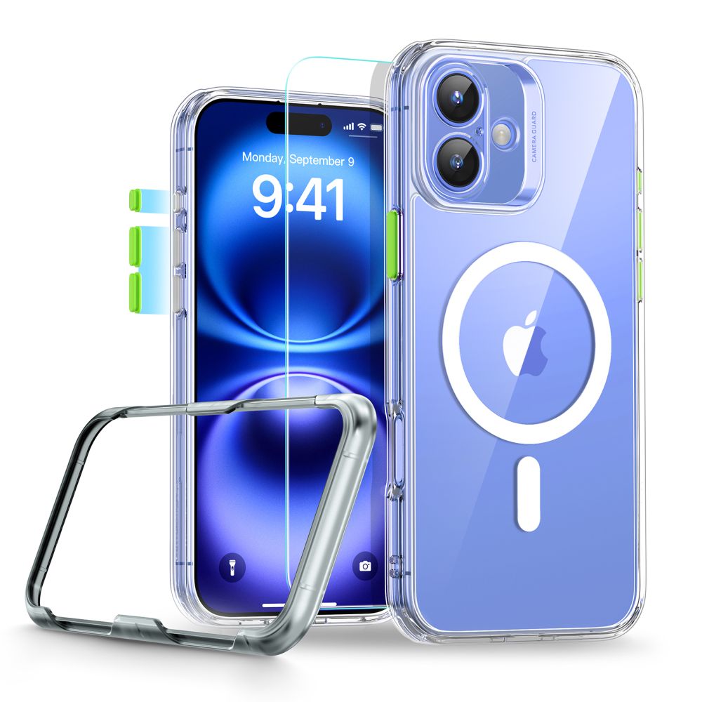 ESR HaloLock MagSafe dėklas iPhone 16 – skaidrus rinkinys -- iPhone 16