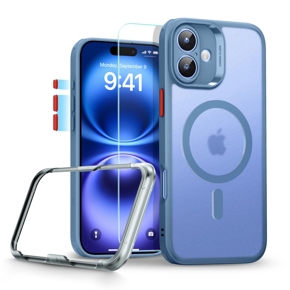 ESR HaloLock MagSafe dėklo ir stiklo rinkinys iPhone 16 – mėlynas -- iPhone 16