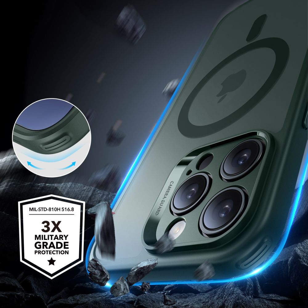 ESR MagSafe dėklas iPhone 16 Pro Max + stiklas – žalias -- iPhone 16 Pro Max