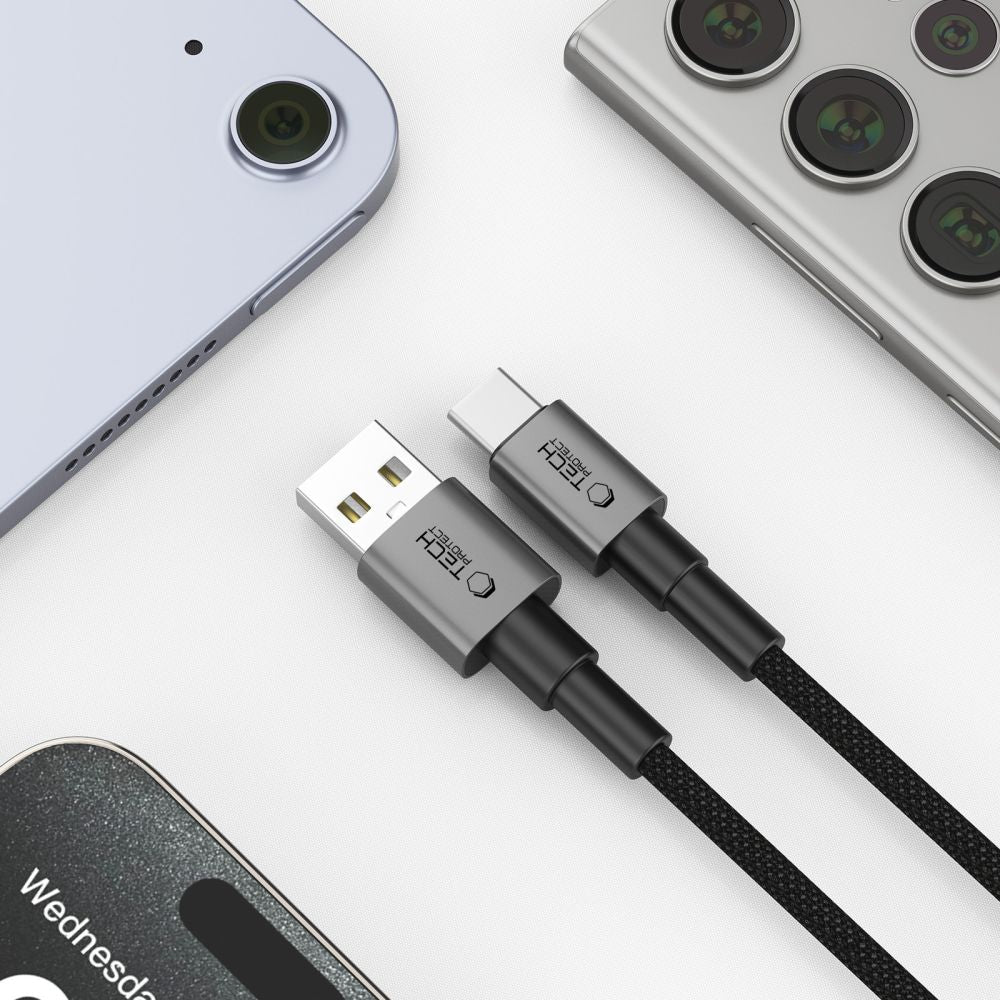 Tech-Protect UltraBoost DNA USB-A / USB-C Laidas 15W/3A 100cm - pilkas -- Cell phone cables
