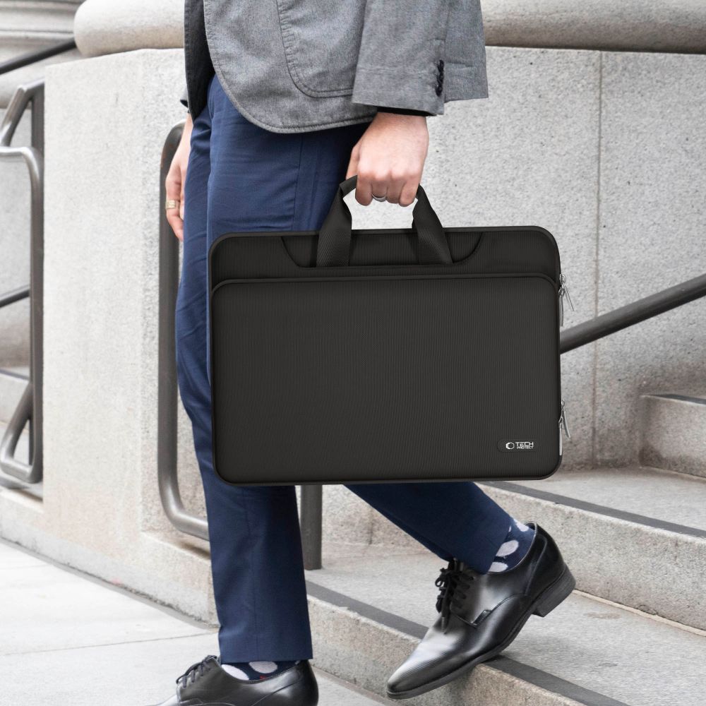 15-16 Tech-Protect Pocket Nešiojamojo Kompiuterio Krepšys - Juodas -- Laptop Bags