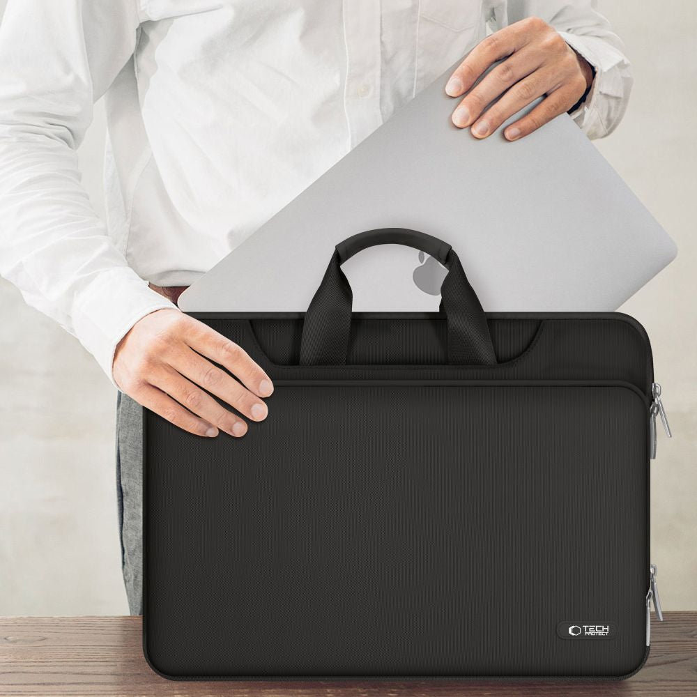 15-16 Tech-Protect Pocket Nešiojamojo Kompiuterio Krepšys - Juodas -- Laptop Bags