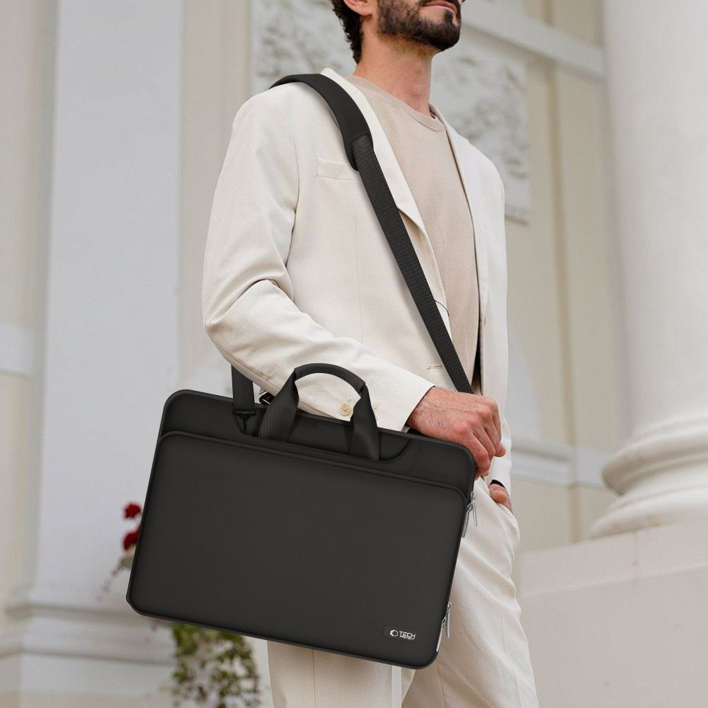 15-16 Tech-Protect Pocket Nešiojamojo Kompiuterio Krepšys - Juodas -- Laptop Bags