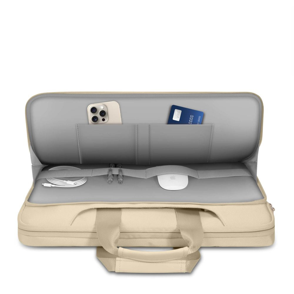 15-16 Tech-Protect Pocket Nešiojamojo Kompiuterio Krepšys - Smėlio -- Laptop Bags