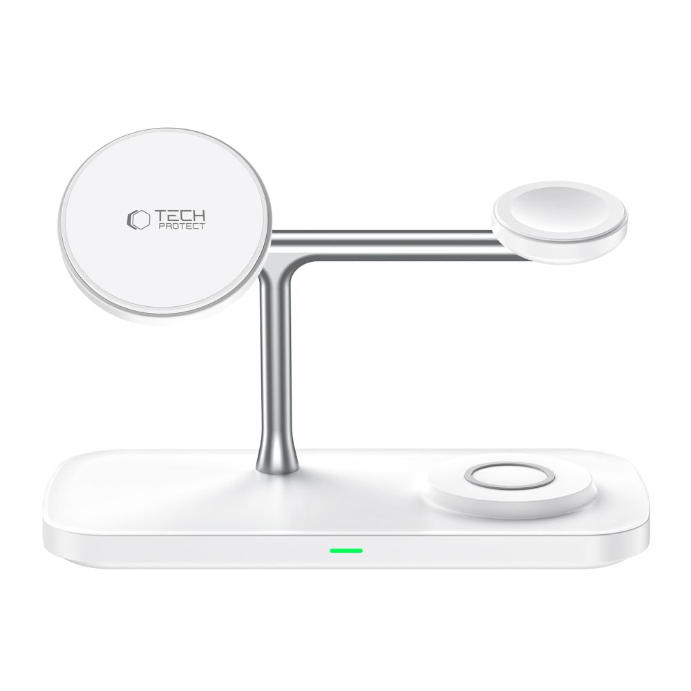 Tech-Protect 3in1 belaidis įkroviklis su MagSafe Apple įrenginiams QI15W-A45 - baltas -- Cell phone chargers