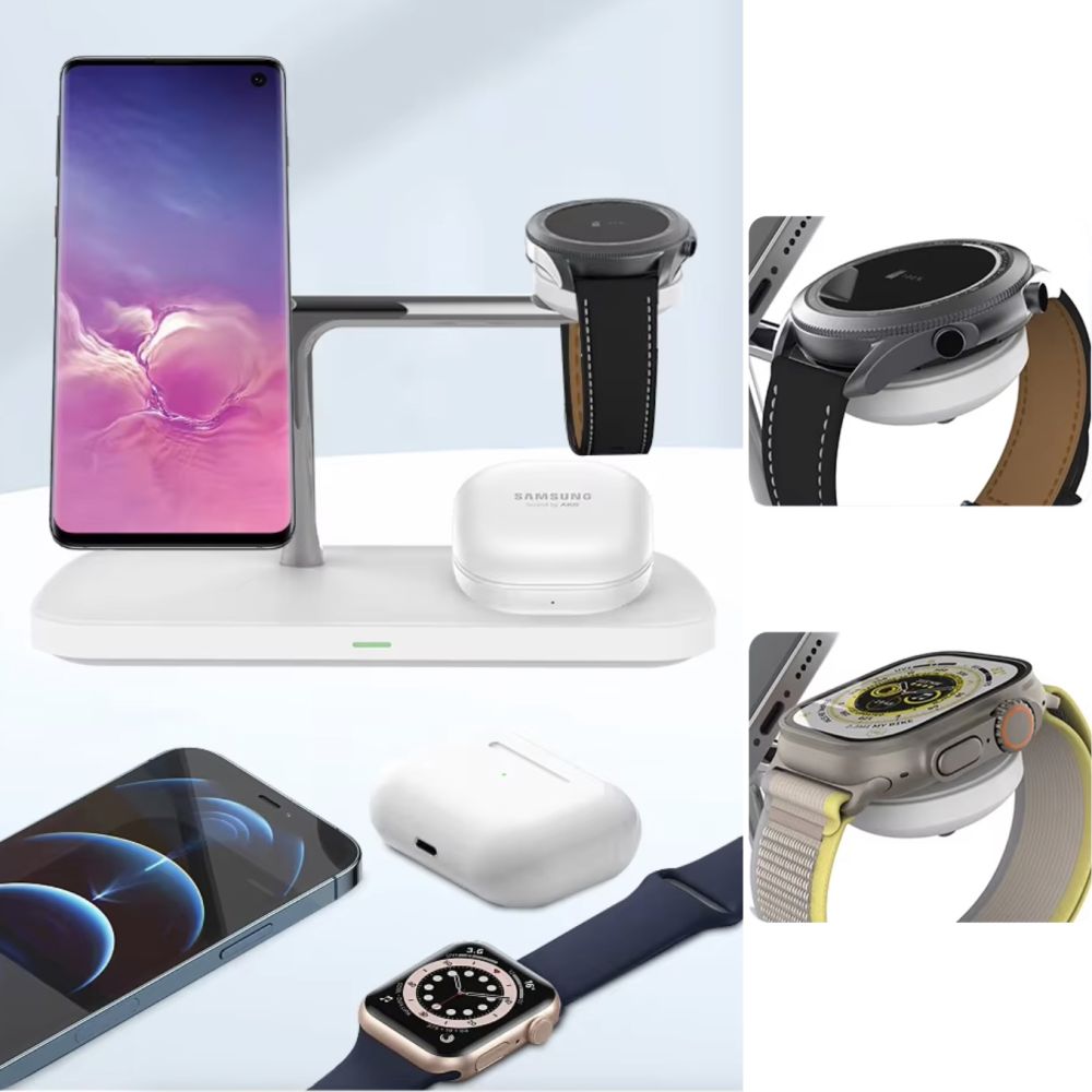 Tech-Protect 3in1 belaidis įkroviklis su MagSafe Apple įrenginiams QI15W-A45 - baltas -- Cell phone chargers