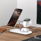 Tech-Protect 3in1 belaidis įkroviklis su MagSafe Apple įrenginiams QI15W-A45 - baltas -- Cell phone chargers