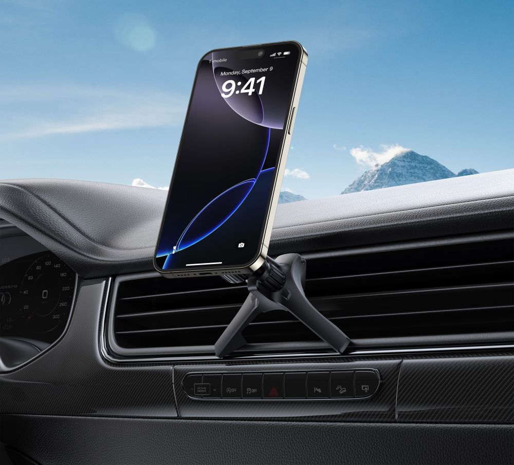 Tech-Protect N53 automobilinis oro grotelių laikiklis su MagSafe žiedais juodas -- Cell phone holders