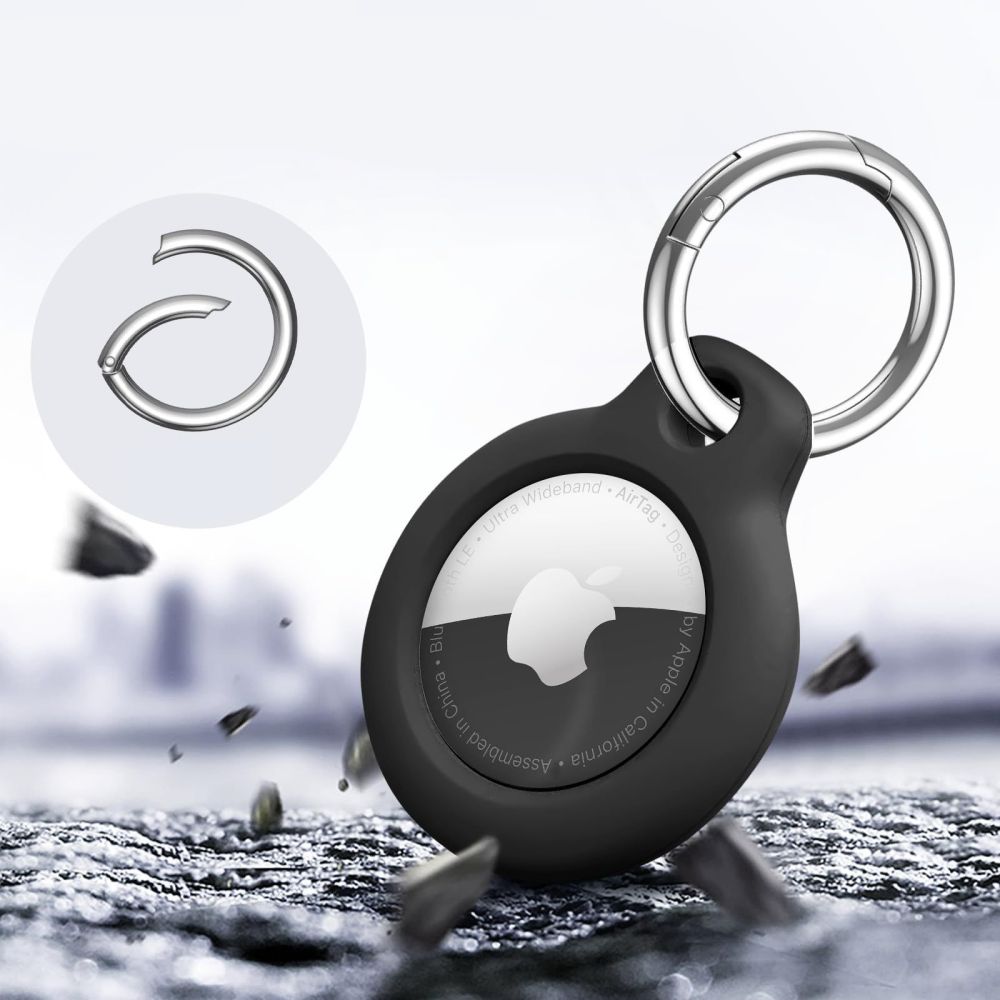 Tech-Protect Rough dėklas su karabinu AirTag – juodas, 2 vnt. -- Apple AirTag