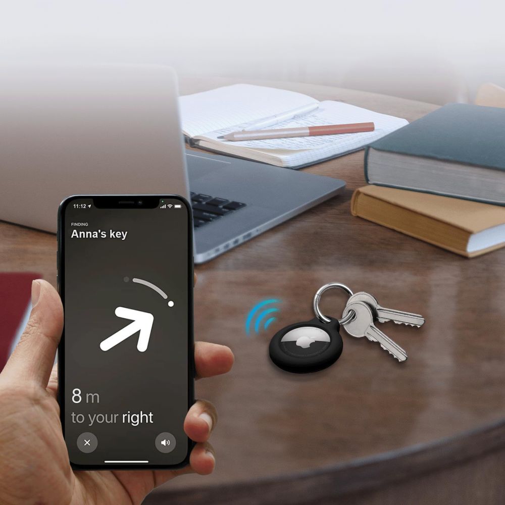 Tech-Protect Rough dėklas su karabinu AirTag – juodas, 2 vnt. -- Apple AirTag