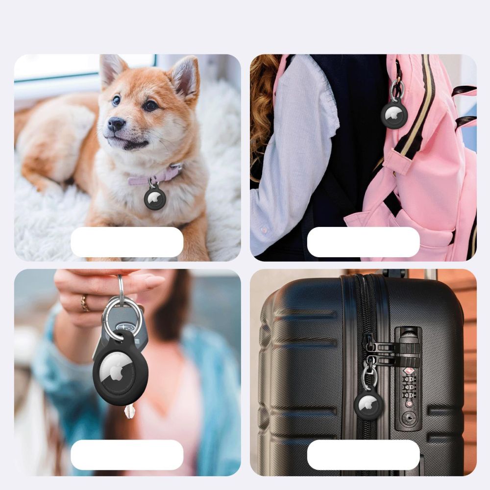 Tech-Protect Rough dėklas su karabinu AirTag – juodas, 2 vnt. -- Apple AirTag