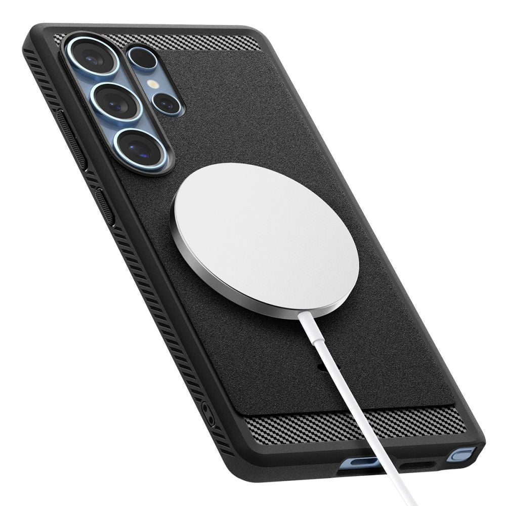 Spigen Rugged Armor MagSafe dėklas Galaxy S25 Ultra – juodas
