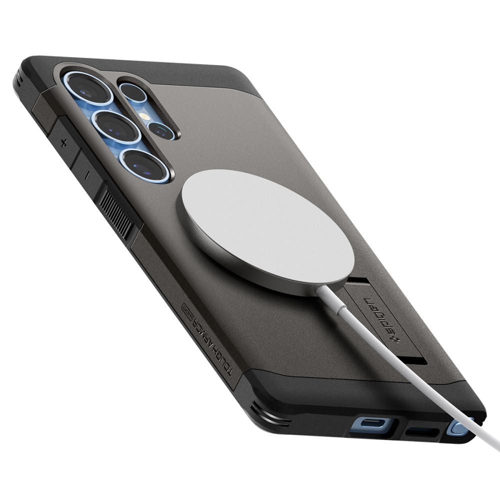 Spigen Tough Armor MagSafe Dėklas, skirtas Samsung Galaxy S25 Ultra - pilkas