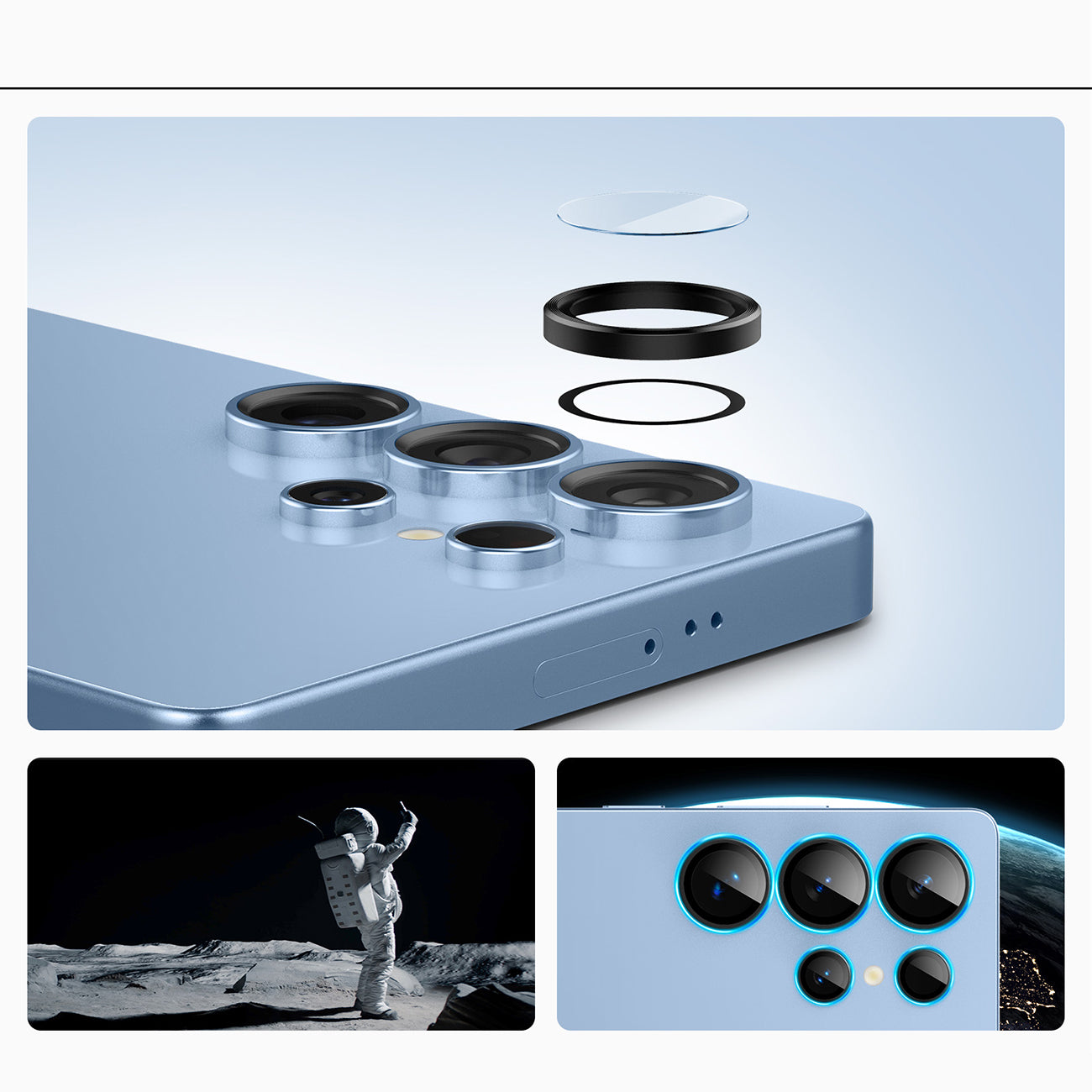 Spigen Optik Pro kameros stikliukai S25 Ultra – juodi, 2 vnt.